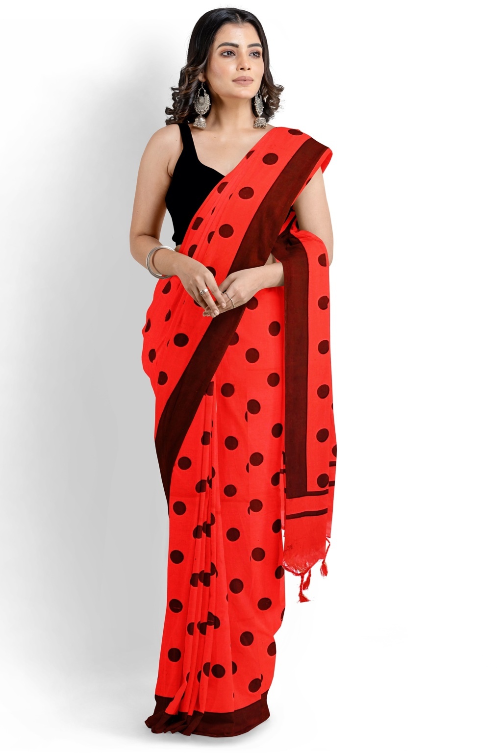 Red Pure Cotton Tip Hand Loom Saree (1302)